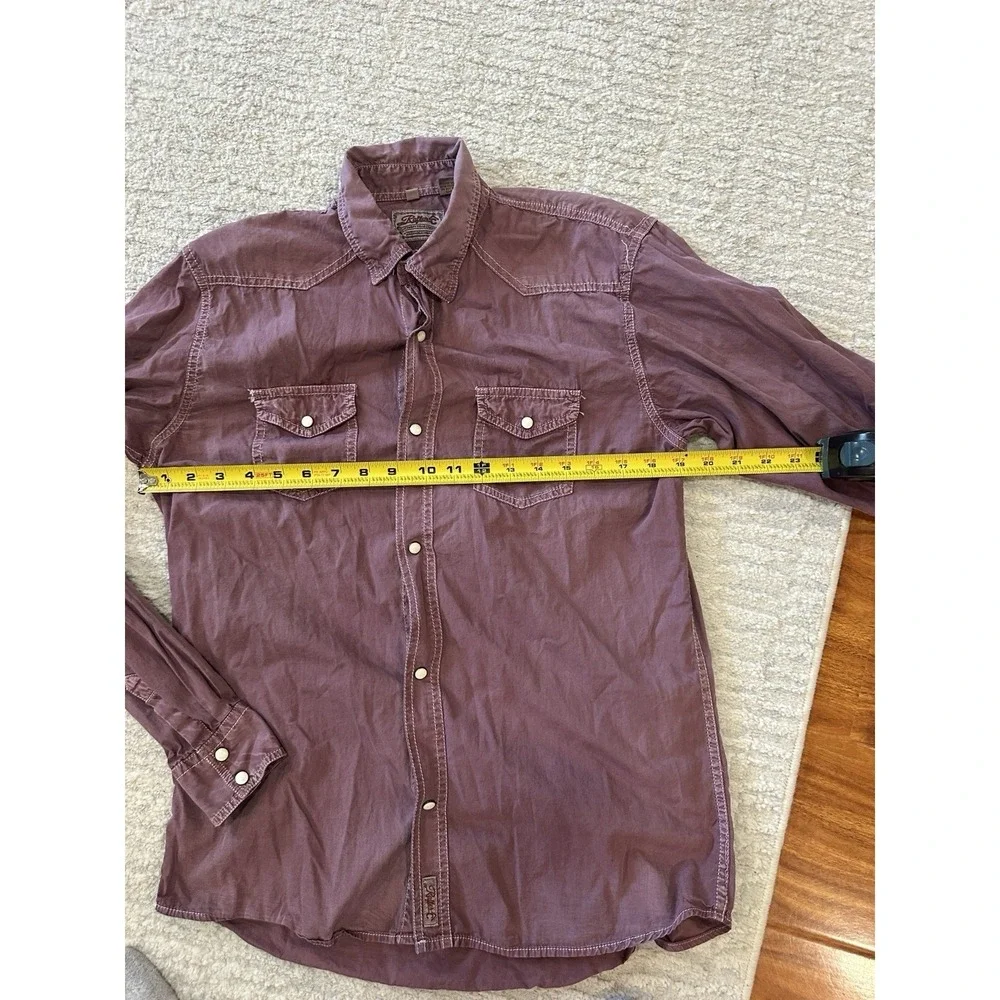 RafterC Maroon Fade Pink Pearl Snap Button Up Collared Long Sleeve Shirt Men XXL